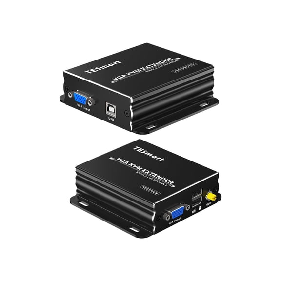 1080P 60Hz Long Range 984ft USB VGA KVM Extender Over Cat5e Cat6 Ethernet Cable (up to 984ft/300m, Transmitter+Receiver)