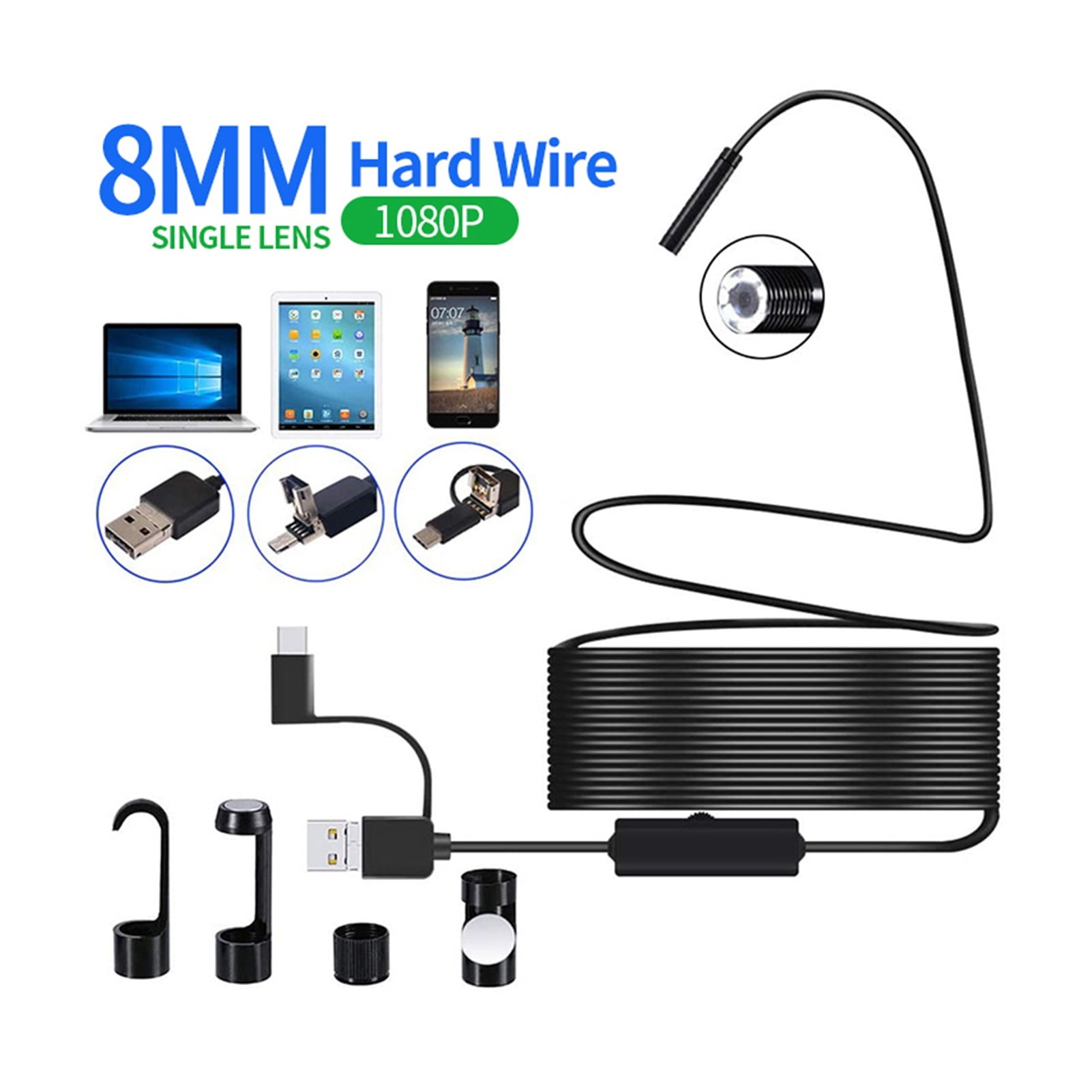 1080P/640P USB Endoscope Inspection Camera 3 In 1 USB/Micro USB/Type-C Endoscope Camera Borescope With 8 LED , User-Friendly Borescopes