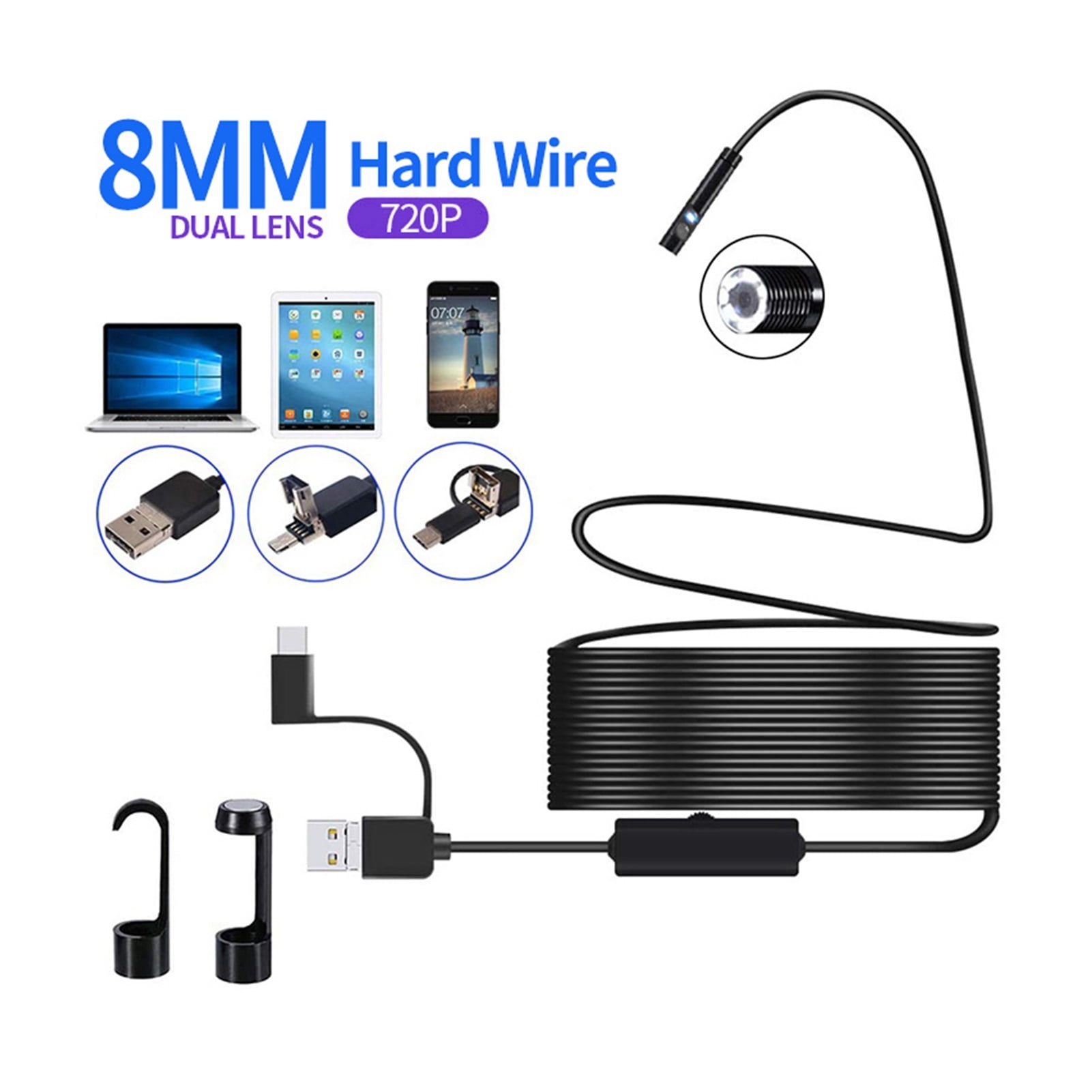 1080P/640P USB Endoscope Inspection Camera 3 In 1 USB/Micro USB/Type-C Endoscope Camera Borescope With 8 LED ,Various Applicable