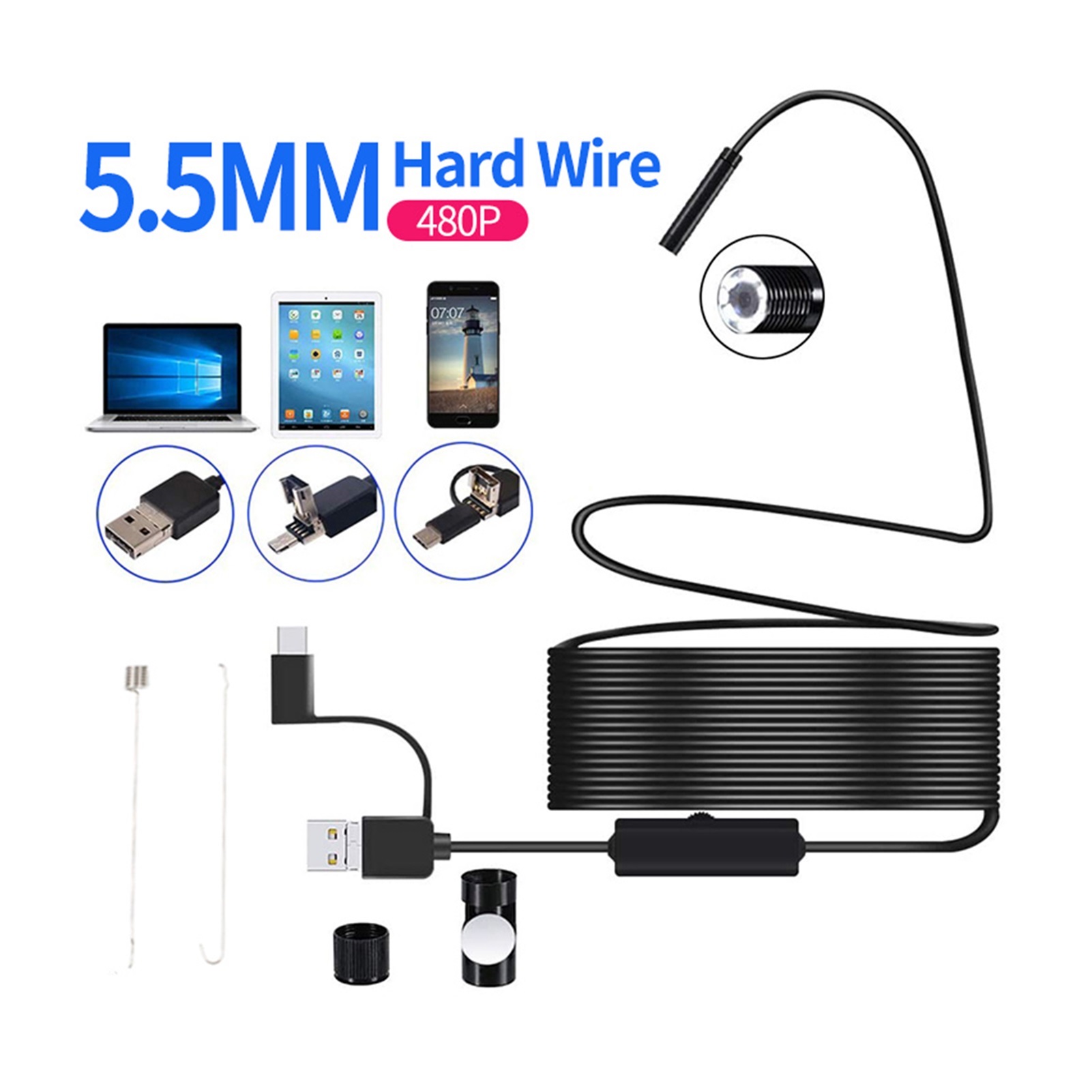 1080P/640P USB Endoscope Inspection Camera 3 In 1 USB/Micro USB/Type-C Endoscope Camera Borescope With 8 LED ,Various Applicable