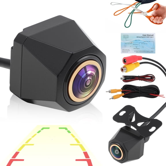 1080P AHD/720P CVBS Dual Format Backup Reverse Rear Front View Camera with Bracket 170 Wide Angle Fisheye Lens Night Vision Waterproof Park Assist Camera for Car Truck SUV RV Van