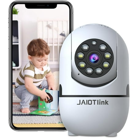 1080P Baby Monitor with App, Pet Camera & Dog Camera, Wireless Dual-Band WiFi, Color Night Vision, Motion Detection & Auto Tracking, 2-Way Audio, Indoor Security Camera for Home Compatible with Alexa