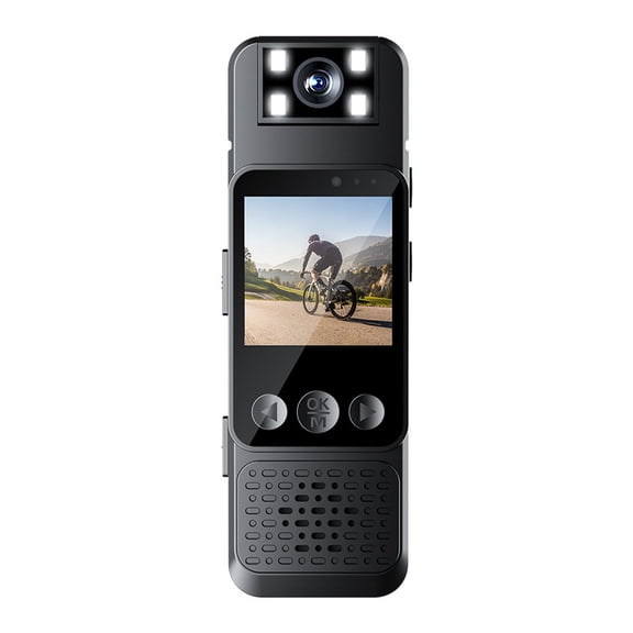 1080P Body Camera, 180 Rotatable Lens, Night Vision, Clip-On with LCD Screen