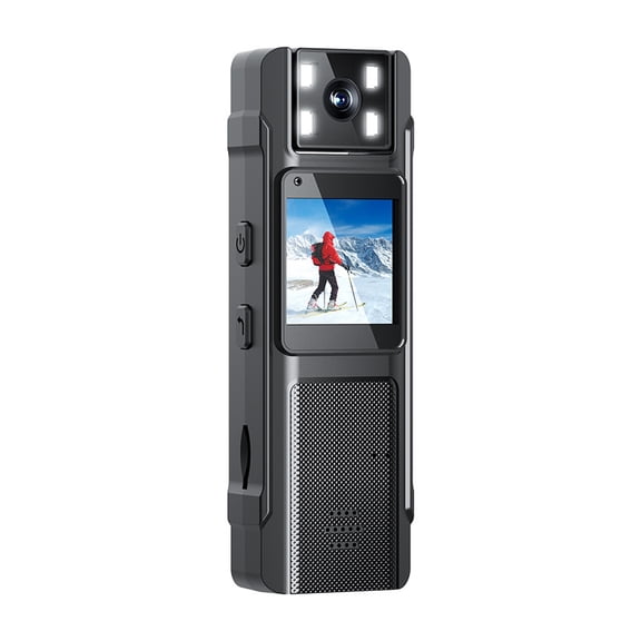 1080P Body Camera, 180 Rotatable Lens, Night Vision, Clip-On with LCD Screen