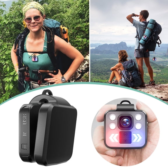 1080P Body Camera with Night Vision and Flashlight, Sports Video Recorder with 100 Wide Angle Loop Recording, Portable Outdoor Camera for Cycling Camping Security Patrol