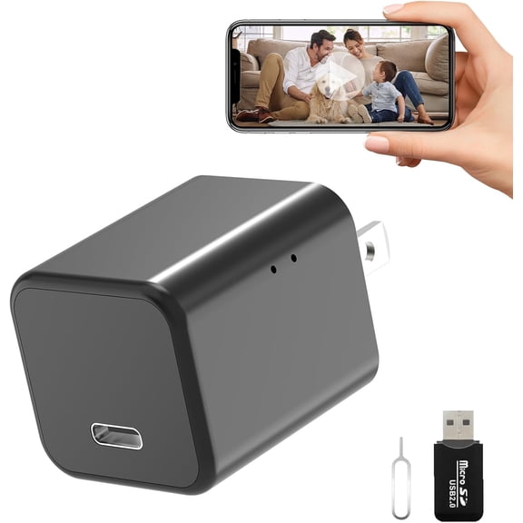 1080P Camera Charger with 2.4Ghz/5Ghz WiFi - Wireless Mini for Pets Nanny Real Time Monito Small Cam Indoor Home Security