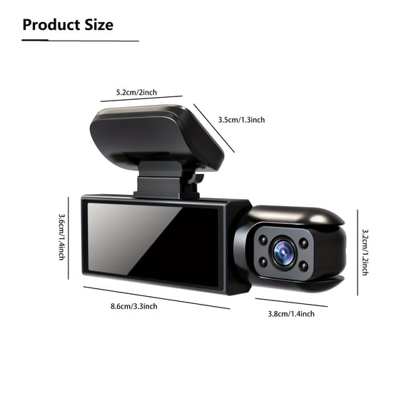 1080P Dual Camera, Car Car Recorder, Front And Interior, Car Camera with LR NightVision, Loop Recording, Wide-Angle Car DVR Camera with 2/3.16-inch LPs Screen, DualLens Car Dashboard Video Camera