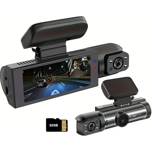 1080P Dual Camera Dash Cam for Cars, Driving Recorder with IR Night Vision, Loop Recording, Resolution, IR NightVision, 2.7IPS Display, 24/7 Parking Surveillance, Loop Recording, 170 Wide