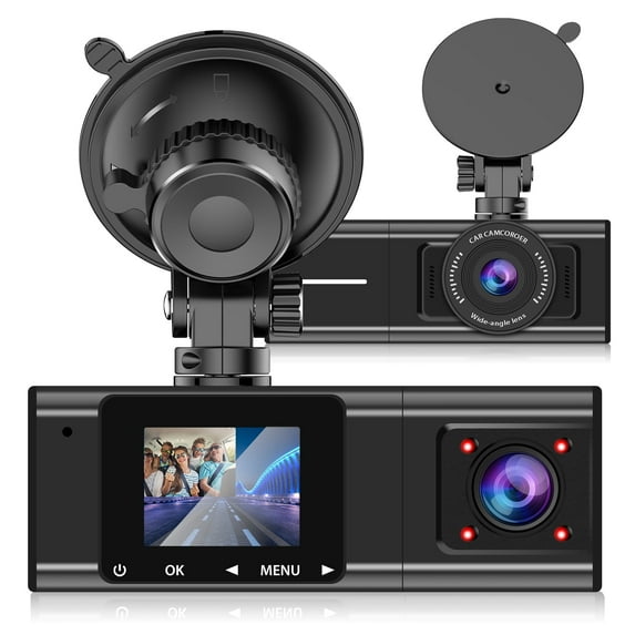 1080P Dual Dash Cam Built-in GPS, Car Front and Rear Dash Camera with Night Vision, 170 Wide Angle, 1.5" LCD Display, Car Driving Recorder with G-Sensor, Parking Monitor, WDR, Loop Recording