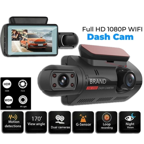 1080P Dual Lens Car DVR Dash Cam Video Recorder G-Sensor Front And Inside Camera