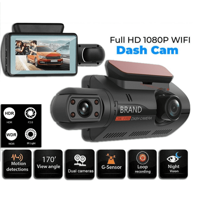 1080P Dual Lens Car DVR Dash Cam Video Recorder G-Sensor Front And