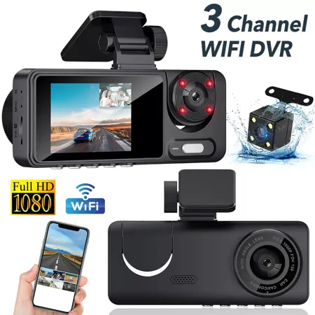 1080P Dual Lens Dash Cam For Cars, Front And Inside, Full HD 1080P Car Camera With Loop Recording, Car Tachograph With Night Vision, 24-hour Parking Mode, G Sensor, Motion Detection