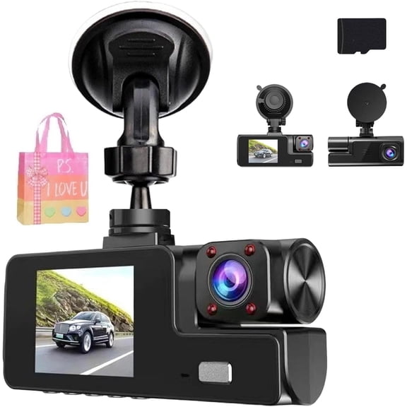 1080P Dual Lens WiFi Dash Cam Front & Inside - 32G Wireless Car Camera with Night Vision, G-Sensor & Loop Recording   Z
