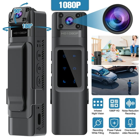1080P Dual Rotating Lens Law Enforcement Recorder, Portable Mini Body Camera with HD 270 Rotatable Lens Night Vision Function