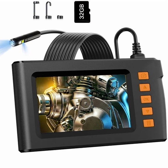 1080P Endoscope Camera, 4.3" Screen, IP67, 16.4FT, 32GB Card
