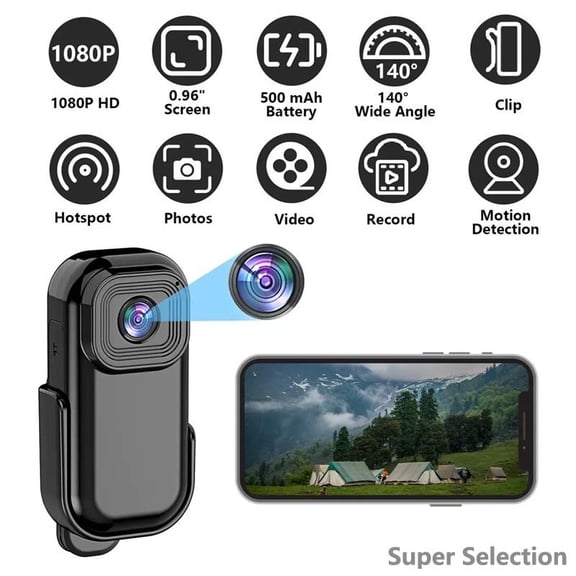 1080P Full HD Body Camera, 140 Wide Angle Sports Action Cam With WiFi, Loop Recording, Magnetic Mount - For Cycling, Handheld Use, Security (No Memory Card)