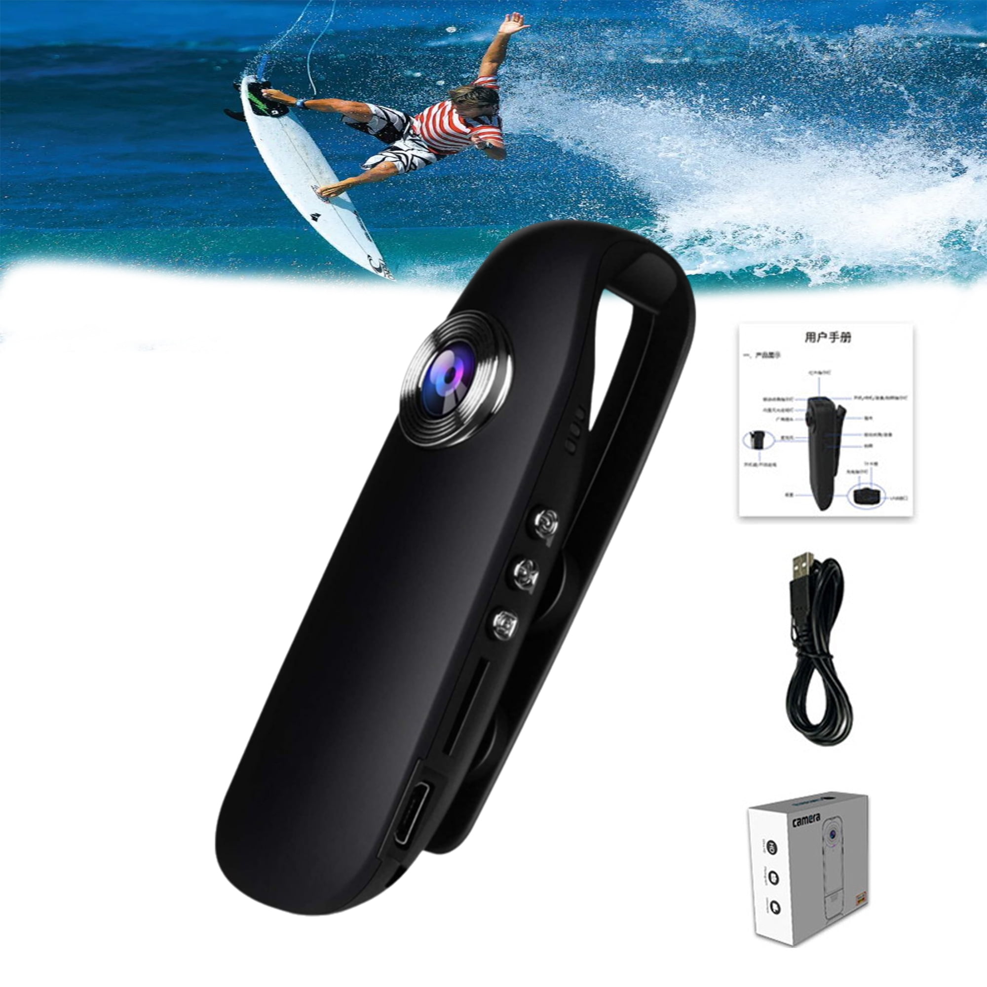 1080P Full HD Compact Mini Camera Security, Wearable Video Recording Body Worn Camera, Portable Camera with Night Vision and Smart Recor (Black)