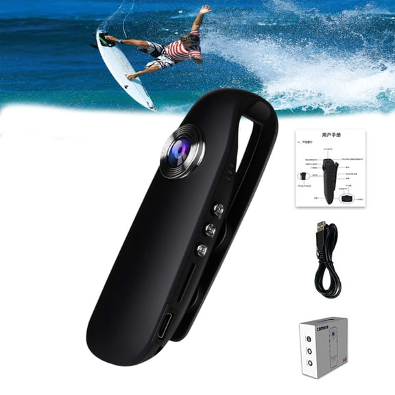 1080P Full HD Compact Mini Camera Security, Wearable Video Recording Body Worn Camera, Portable Camera with Night Vision and Smart Recor (Black)