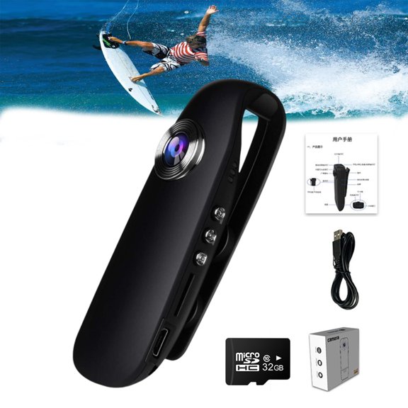 1080P Full HD Compact Mini Camera Security, Wearable Video Recording Body Worn Camera, Portable Camera with Night Vision and Smart Recor (Black)