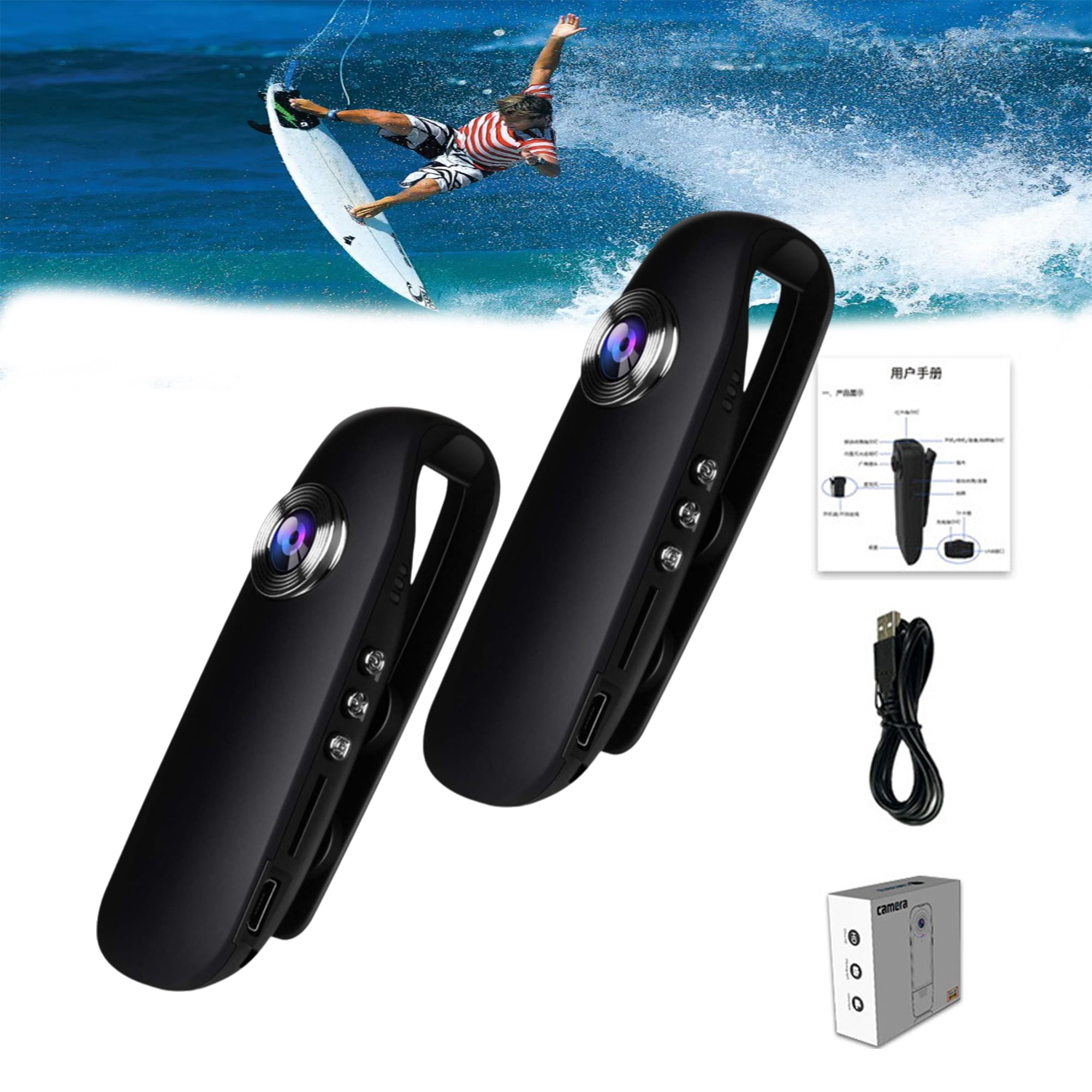 1080P Full HD Compact Mini Camera Security, Wearable Video Recording Body Worn Camera, Portable Camera with Night Vision and Smart Recor (Black)