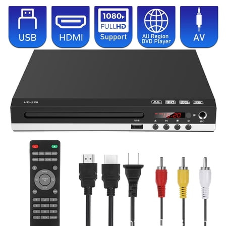 1080P DVD Player for TV, HDMI Wired Output, USB Input, Home Disc Player with IR Remote