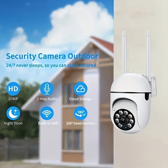 1080P Full HD Wireless Panoramic Security Camera, 360 Degree Rotation WiFi Surveillance Camera with Two-Way Audio, Motion Detection, USB Powered, Compatible with Smartphones, Supports SD Car