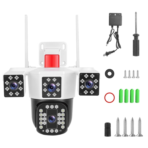 1080P HD 4-Lens Security Camera 360 View WiFi Pan & Tilt Surveillance Camera With Full Color Night Vision Auto Motion Tracking 2-Way Audio Spotlights