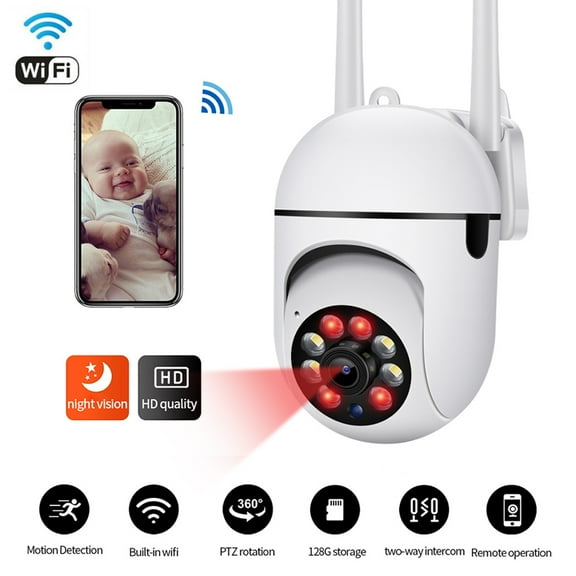 DFITO Home Security 1080P Outdoor Night Vision Camera, White