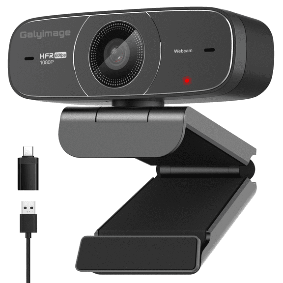 1080P HD Autofocus Webcam with Dual Noise Canceling Microphone, Plug & Play USB Streaming Camera with Auto Light Correction