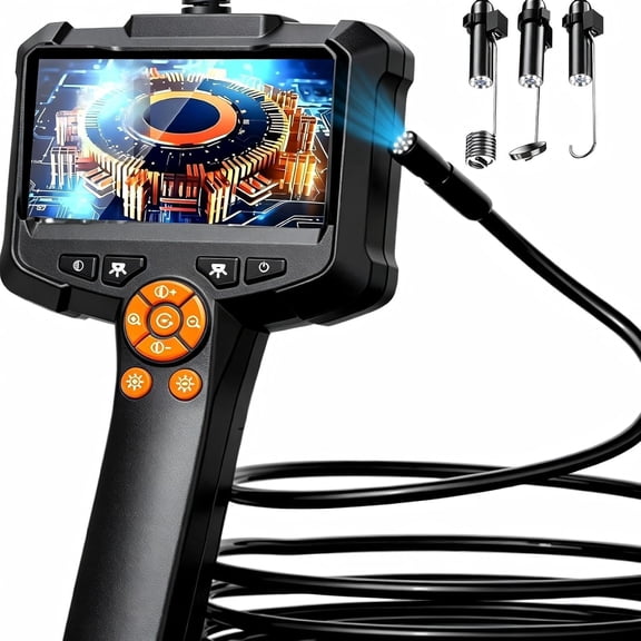 1080P HD Borescope Camera, IP67 Waterproof Endoscope with 8 Adjustable LED Lights, 16.5ft Semi-Rigid Snake Camera for Automotive Engine, Wall, Vent, Pipe Inspection, Men's Tool