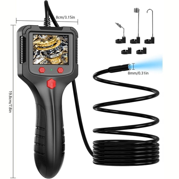 1080P HD Borescope with LED Lights for Pipe Auto Repair, Industrial Endoscope Camera with 4.3" Screen, 16.4ft Semi-Rigid Cable