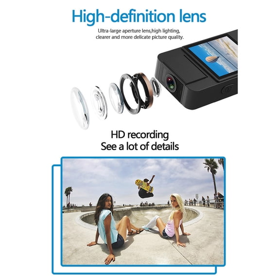 1080P HD Camcorder With Audio And Video Recording 180 Degree Lens Rotatable Clip On Camcorder