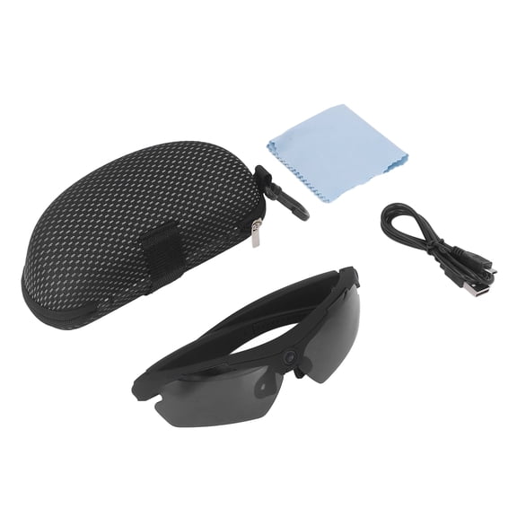 1080P HD Camera Glasses Video Recording Sunglasses, Smart Wearable Video Camera Audio Photo Shooting Camcorder for Cycling Driving Hiking Fishing Hunting, Dual Units 7.08x3.14x2.75 in / 18x8x7 cm