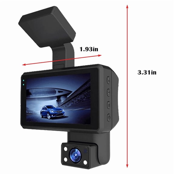 1080P HD Car Dash Camera Car DVR Driving Recorder, 3.0 Inch IPS Screen Dashboard Camera, Parking Monitor, Loop Recording,1 x Dash Cam 1 x Car Charger 1 x Interior camera 1 x User Manual,Black
