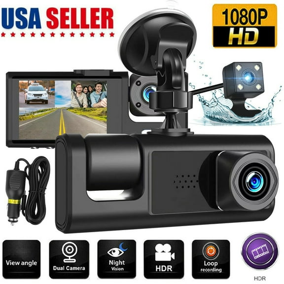 1080P HD Car Dual Lens Dash Cam Front Rear Inside Video Recorder Camera G-sensor