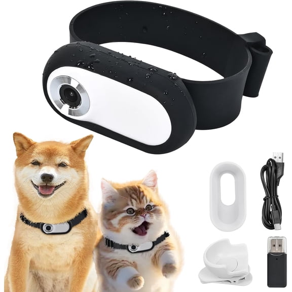 1080P HD Cat Dog Pet Camera Collar with Video Recording Sports Camera Baby Monitor No WiFi Indoor/Outdoor All Activities Pet Supplies and Monitors Gift, Birthday Gift(White)
