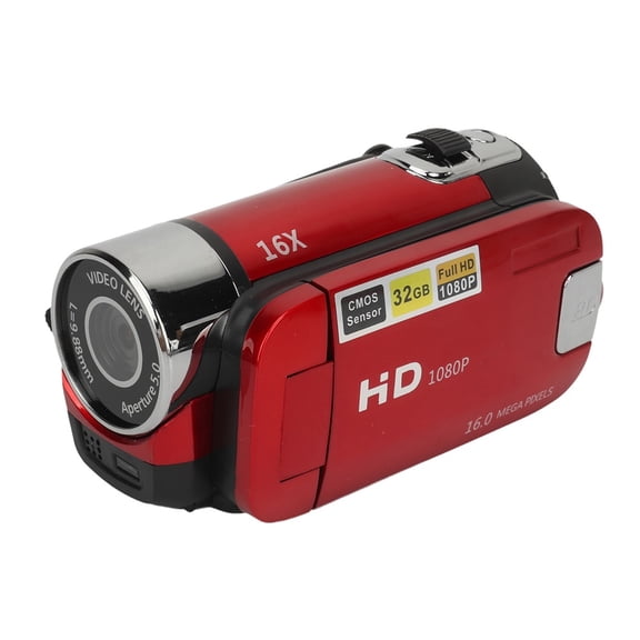 1080P HD Digital Camera, 16MP Portable Camcorder with 2.4-Inch Rotatable Screen, 16X Digital Zoom, Fill Light, Compact Video Recorder for Home Travel and Everyday Use,Red