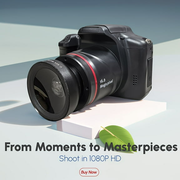 1080P HD Digital Camera 16MP with 3.4-Inch LCD, Wide-Angle Lens & Flash, Compact Rechargeable Travel Camera for Beginners