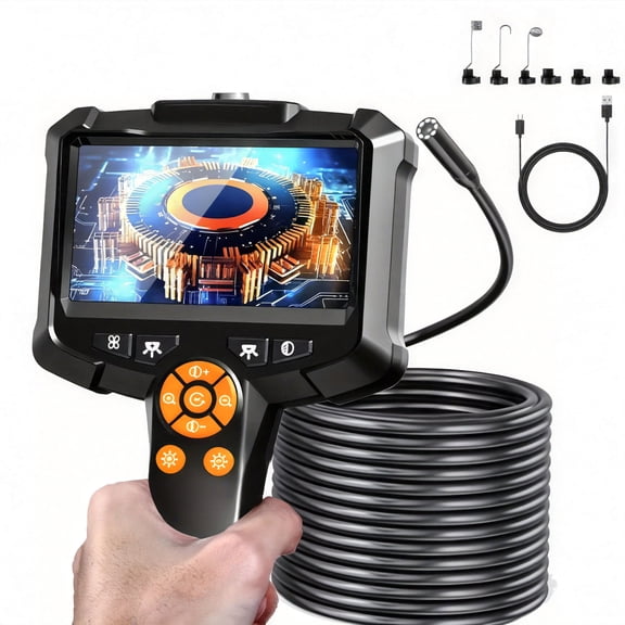 1080P HD Endoscope Camera with 8 Adjustable Lights - 4.3" Screen 16.4Ft Semi-Rigid Snake Camera, Waterproof Borescope for Sewer, Cool Gadgets & Tools for Men