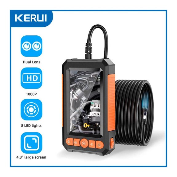 1080P HD Industrial Endoscope Borescope 4.3'' Screen 8mm Inspection Snake Camera