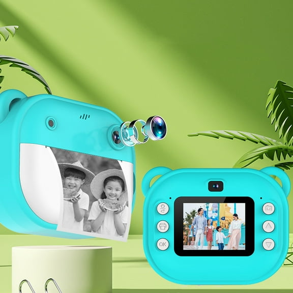 1080P HD Kids Instant Camera with Thermal Printing - Dual Lens for Photos & Videos - 2 Rolls Paper Included - Fun Coloring Filters - Green - Perfect Gift for Children