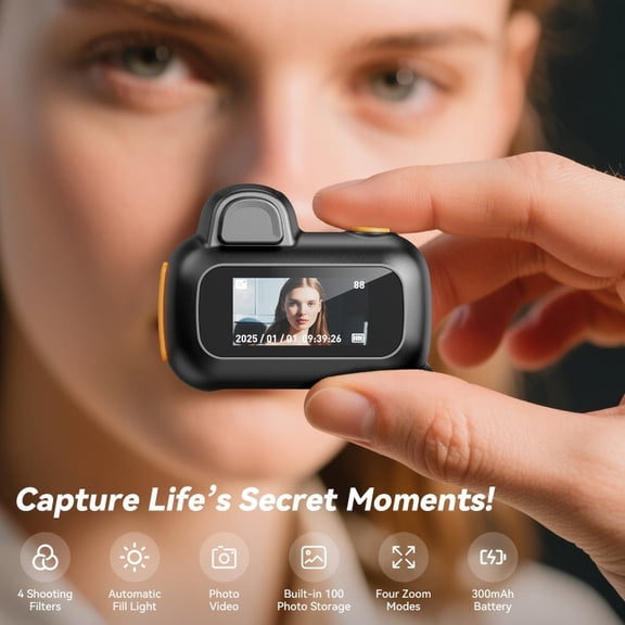 1080P HD Mini Camera with 64GB SD Card, 4X Zoom & Auto Flash, Portable Digital Camera for Travel Vlog, Photography Gift