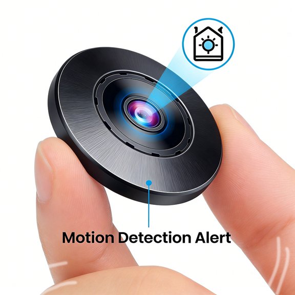 1080P HD Mini Circular WiFi Security Camera, Rechargeable Battery Powered, Night Vision & Motion Alert, Easy Install Indoor Surveillance Cam for Home