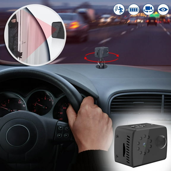 1080P HD Motion-Activated Security Camera with Night Vision Infrared, 8–10 Hour Battery Life Direct Recording to Micro SD, Compact Dash Cam Alternative for Car Outdoor Sports Use