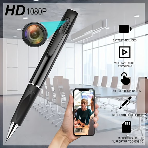 1080P HD Recording Pen, TF Card Support, Rechargeable, AP Mode, Loop Recording, Portable for Students, Business & Journalists, Ideal Small Gift