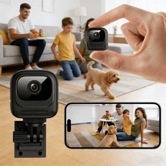 1080P HD Smart Indoor Security Camera, Wireless WiFi Mini Surveillance Camera with 130 Wide-Angle, Infrared Night Vision, Motion Detection, 1200mAh Battery for Home Monitoring, Easy Setup