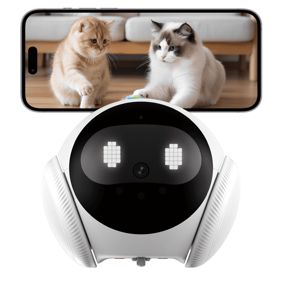 1080P HD Smart Pet Camera Robot, Indoor Home Monitoring Camera with Auto Patrol, Auto Recharge, Night Vision, Two-Way Audio, App Control & Local Storage