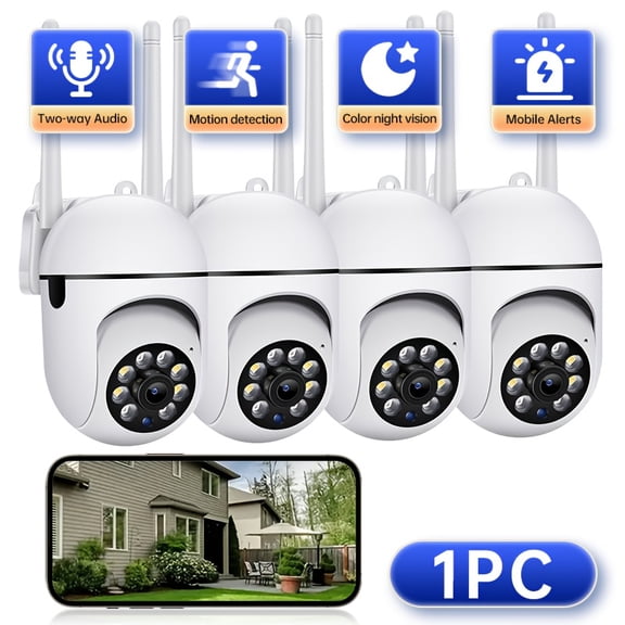 1080P HD Smart Security Camera with Full Color Night Vision, 2-Way Audio, Pan/Tilt/Zoom, Built-In & Wi-Fi Indoor Camera -Wall-Mountable for home/Business Surveillance,Motion&Audio Detection, Wireless