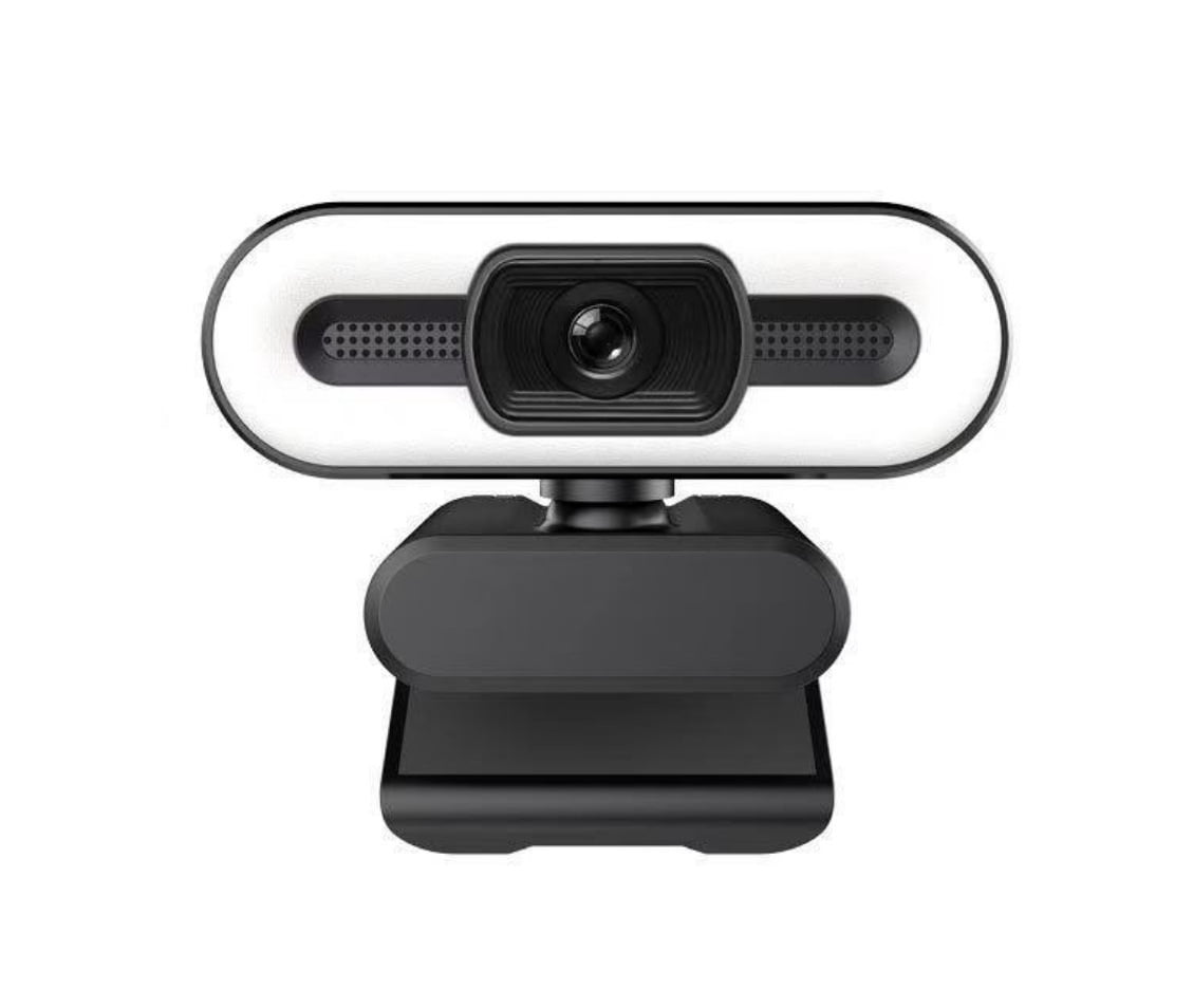 1080P HD USB Webcam with Mic, LED Light & Brightness Adjuster for Video Chat & Conference