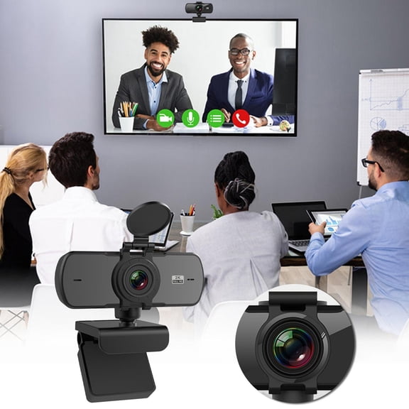 1080P HD Webcam with Built-in Microphone, USB Computer Camera for Laptop Desktop, Flexible Clip Mount, 5-Layer Glass Lens, Compatible with Zoom Skype Video Conferencing